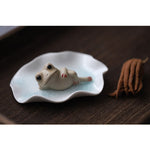 Buddha Stones Meditating Ceramic Small Frog Statue Decoration