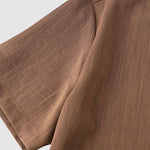 Men's Solid cotton casual lapel solid color short-sleeved shirt