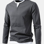 Long Sleeve 2 In 1 Notched Collar T-Shirt