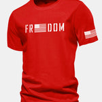Regular Fit American Flag Freedom Print Cotton T-Shirt