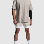 Men's Sports Fake Two-piece Double-layer Multi-pocket  Drying Sweat-wicking Breathable Causal Running Fitness Shorts