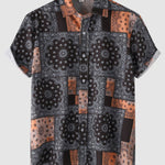 Men's Vintage Paisley Print Casual Short Sleeve Shirt