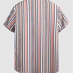 Men's color blocking striped printed casual shirt shorts set