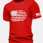 Regular Fit American Flag Print Cotton T-Shirt