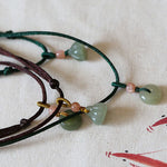 Buddha Stones Natural Round Jade Peace Buckle Lotus Abundance String Necklace Pendant
