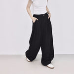 High-waisted Wide-leg Casual Curved Trousers