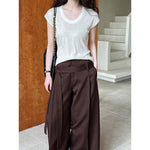 Women's U Neck Flutter Sleeve Knit Drop Shoulder Tee