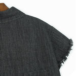 Square Neck Raw Edge Denim Vest Patchwork Jeans Two-Piece Set