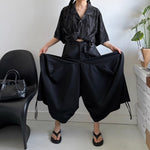 Irregular 3D Drawstring Loose Wide-leg Pants