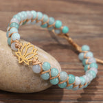 Buddha Stones Amazonite Beads Lotus Flower Balance Weave Bracelet (Extra 30% Off | USE CODE: FS30)