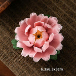 Buddha Stones Tibetan Lotus Blessing Ceramic Stick Incense Burner Decoration