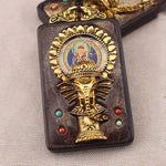 Buddha Stones Ebony Wood Elephant God of Fortune Buddha Blessing Necklace String Pendant