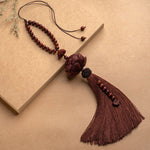 Buddha Stones Tibetan Small Leaf Red Sandalwood Lotus Luck Protection Tassel Decoration (Extra 35% Off | USE CODE: FS35)