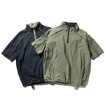 Japanese Streetwear Casual Half-zip Short Sleeve Shirt
