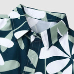 Men's Hawaiian vacation style floral print button down short sleeve shirt