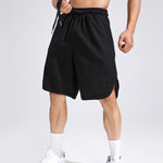 Men's waffle texture letter embroidered casual sports shorts