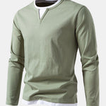 Long Sleeve 2 In 1 Notched Collar T-Shirt