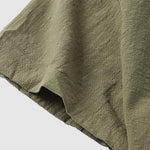 Men's solid color cotton-linen casual vacation short-sleeved shirt and shorts set
