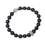 Buddha Stones Chinese Zodiac Natal Buddha 925 Sterling Silver Black Obsidian Moonstone Strength Bracelet