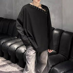 American Off-shoulder Tie-back Textured T-shirt