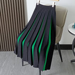 Autumn and Winter Thick Color Block Pleated Skirt