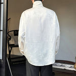 Retro Jacquard Stand Collar Long Sleeve Shirt