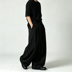 Japanese High-waist Drawstring Straps Wide-leg Casual Pants