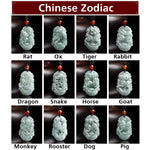 Buddha Stones Natural Jade 12 Chinese Zodiac Sucess Pendant Necklace