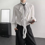 French Retro-fitted Ruffle Draped Shirt
