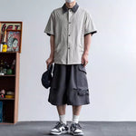 Middle Pleated Multi-pocket Cropped Sweatpants