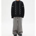 Irregular Black Knitted Twist Sweater