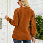 Zeagoo V Neck Tops Solid Color Blouse Long Sleeve Pullover Lace Patchwork Shirt