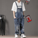 Retro Straight Loose Workwear Denim Overalls