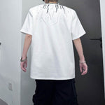 Hand-painted Print Beaded Loose Short-sleeved T-shirt