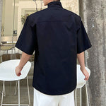 Stand Collar Zip Short Sleeve Shirt