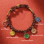 Buddha Stones Tibetan Five God Of Wealth Thangka Luck Braid String Bracelet
