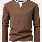 Long Sleeve 2 In 1 Notched Collar T-Shirt