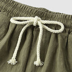 Men's solid color cotton-linen casual vacation short-sleeved shirt and shorts set
