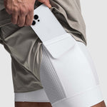 Men's Sports Fake Two-piece Double-layer Multi-pocket  Drying Sweat-wicking Breathable Causal Running Fitness Shorts