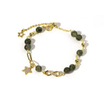 Buddha Stones 14k Gold Plated Copper Green Rutilated Quartz Möbius Loop Eternal Love Star Protection Bracelet