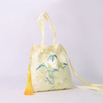 Buddha Stones Lotus Peony Epiphyllum Phoenix Suzhou Embroidery Cotton Linen Tote Crossbody Bag Shoulder Bag Handbag