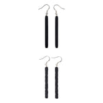 Buddha Stones 925 Sterling Silver Ebony Wood Texture Balance Peace Drop Dangle Earrings