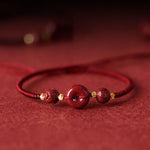 Buddha Stones Handmade Lotus Cinnabar Peace Buckle Blessing Braid Bracelet (Extra 35% Off | USE CODE: FS35)
