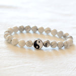 Buddha Stones 3pcs Natural White Turquoise Frosted Stone Bead Yin Yang Wealth Bracelet (Extra 35% Off | USE CODE: FS35)