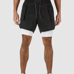 Men's fake two-piece large pocket quick-drying sports shorts