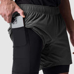 Men's fake two-piece multi-pocket quick-drying sports shorts