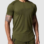 Men's Mesh Breathable Quick-Dry Elastic Solid Color Casual T-shirt