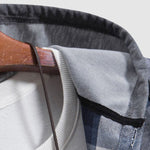 Men's Thin Plaid Button-Up Hooded Shirt