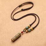 Buddhastoneshop Tibet Om Mani Padme Hum Agate Shurangama Sutra Protection Necklace Pendant