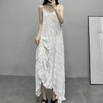 Pleated V-neck Suspender Dress Bottoming Dress